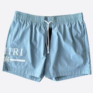 Amiri Blue & White MA Bar Logo Swimshorts